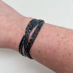 Handmade Lot of 2 Seed Bead Wire Braided Wrap Cuff Bracelets Hand Crafted Black Photo 4