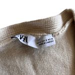 ZARA Cream Black Striped Knit Sleeveless Cardigan Sweater Vest Size Small Photo 2