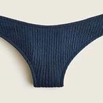 J.Crew  Textured Curved-Waist Cheeky Bikini Bottom Navy Size M Photo 0