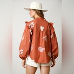 Fantastic Fawn  Poplin Blouse Cowboy Hat Print Ruffle Size Medium Photo 1