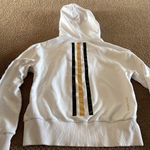 Style Reform Women’s White Zip Up Arrow & Stripe Hoodie Sweatshirt White Photo 5
