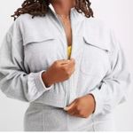 Aerie NWT  Groove-On Velour Cropped Full Zip Ribbed Sweatshirt Jacket XS Grey Photo 0