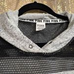 PINK - Victoria's Secret  Black Gray Fishnet Mesh Long Sleeve Top Sweater Hoodie XS Photo 3