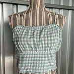 American Eagle Green and white gingham strapless top  women’s size medium Photo 0