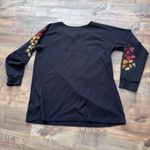 Vintage Quacker Factory Fall Autumn Sweater Embroidery Leaves Rhinestones Large Black Photo 1