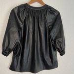 Versona NEW Faux Leather Black Top 1/2 Sleeve Small Mobwife Fall Boss Chic Photo 2