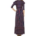 Antoinette spicy mix navy striped ruffled maxi dress size medium Photo 2