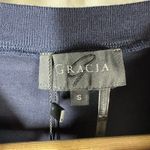 Gracia  Embroidered Ruffle Puff Short Sleeve Top Navy Size Small Photo 3