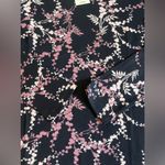 Style & Co New  Blue Purple White Leaf Printed Scoop-Neck Long Sleeve Top XS Photo 3