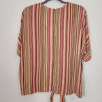 Seven7 Striped Button Down Top NWT Size Small Striped Pink and Green Blouse Photo 4