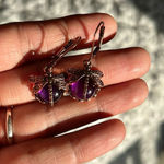 Dragonfly Faux Crystal Earrings in purple & rose gold hardware Photo 2