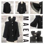 Maeve Maeva wool boucle coat cape with stand high neck in black size small Photo 1