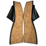 DKNY Platform Wedge Sandal Womens 8.5 Black Logo Cork Like Slip On Retro Chic Photo 6