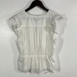J.Crew XS‎ White Ruffle Peplum Button Top Boho Cotton Summer Blouse Tassel Waist Size M Photo 2