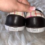 Coach Poppy Zorra Khaki Brown Signature Multicolor Tattersall Sneakers Size 8.5 Photo 3