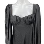 Jagger & Stone Liv Black Satin Balloon Long Sleeve Peasant Mini Bodycon Dress 8 Photo 5