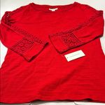 Charter Club  Women's Red Crochet Sleeve Top Photo 15