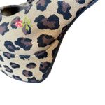 Betsey Johnson  Mystify Leopard Embroidered Sling Back Platform Heels size 8 Tan Photo 7
