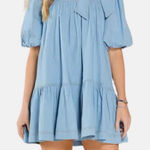 TCEC  Light Denim Bow Puff Sleeve Dress Photo 0
