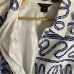 Multiples Blue and White Buttoned Jacket Size XL textured ribbon old money chic Photo 4