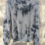 Fate Sweater Crew Neck Distressed Gray Cable Knit Woman's Large Ink Blot Gothic Photo 0
