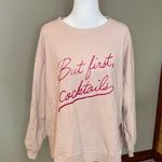 Wildfox  Blush Pink But First Cocktails Long Sleeve Sweatshirt Large Photo 3