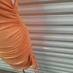 Steve Madden 's BB Dakota Dress Women's Size Medium Orange Ruched Short Sleeve Photo 5