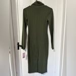 Wild Fable NWT Green ribbed mock neck long sleeve knit midi dress w/back slit S Photo 2