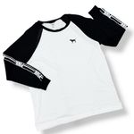 PINK - Victoria's Secret Victorias Secret Pink Logo Mesh Sleeve Colorblock Baseball Tee White Black Large Photo 12