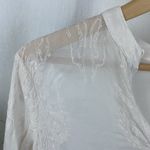 XCVI  Ivory Cream Embroidered Long Sleeve Boho Peasant V Neck Blouse Top M Photo 3
