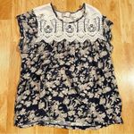 Anthropologie  Postage Stamp Blue Lace Floral Short Sleeve Top Women’s Small Photo 0