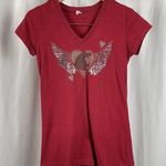 LAT Medium V Neck Washington State Cougars Y2K Graphic Tee Shirt Red Photo 0