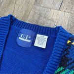 Vintage 90s Cottagecore Golf Plaid Knit Sweater Button Vest Size‎ Small Unisex Blue Photo 3