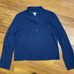 Ann Taylor Weekend Mock Neck Top Womens Medium Ruffle Trim Long Sleeve Pullover Photo 0