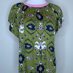 Olivaceous  Soft Rayon FLoral Green Pink Top Sz Small Photo 0