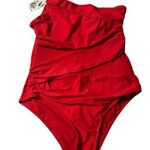 Red one shoulder swimsuit Size XL Photo 0