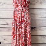 Lucky Brand Red & White Paisley Patterned Maxi Dress Photo 0