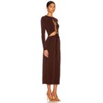 Aya Muse Perugia Dress long sleeve tie front chocolate brown size large L Photo 4