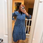 Pilcro Anthro  Long Sleeve Corduroy Denim Color Blue Tiered Dress XS-MED, NO BELT Photo 9