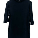 White House | Black Market ‎ Sz Medium Shirt Black Mock Neck 1/2 Sleeve Solid Basic Photo 0