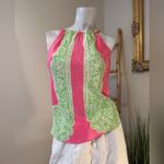 Lilly Pulitzer  Pink Green Riviera Silk Chain Halter Neck Tank Top Size XXS Photo 1