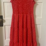 Red Polka Dot Midi Dress Size L Photo 0