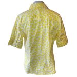 L.L.Bean Women's White & Yellow Butterfly Short Sleeve Button Down Shirt Photo 2