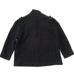 Sézane NWT Jackie Blouse in Noir Black Ruffle Shoulder Crepe Top 36 US 4 Photo 8