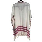 Womens White Purple Stripe Pom Pom Tassel Beach Cover Up Kaftan Tunic M L Size undefined Photo 3
