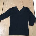 Womens Stretchy Silk Vneck Shirt 3/4” Length Sleeve Open Arms Black Size Medium Photo 0