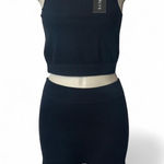 Ribbed Crop Top and Bike‎ Shorts Set Black Size L Photo 0