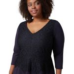 Lane Bryant Women’s Fit & Flare Dress Plus Size 22 Navy Lace 3/4 Sleeves Stretch Photo 1