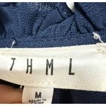 THML  Anthropologie Embroidered Tassel VNeck Tank Dress Navy Candy Striped Medium Photo 5