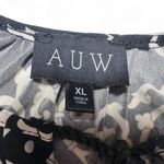 AUW Brand Sleeveless Black and White Abstract Boho Bohemian Flowy Blouse XL Photo 3